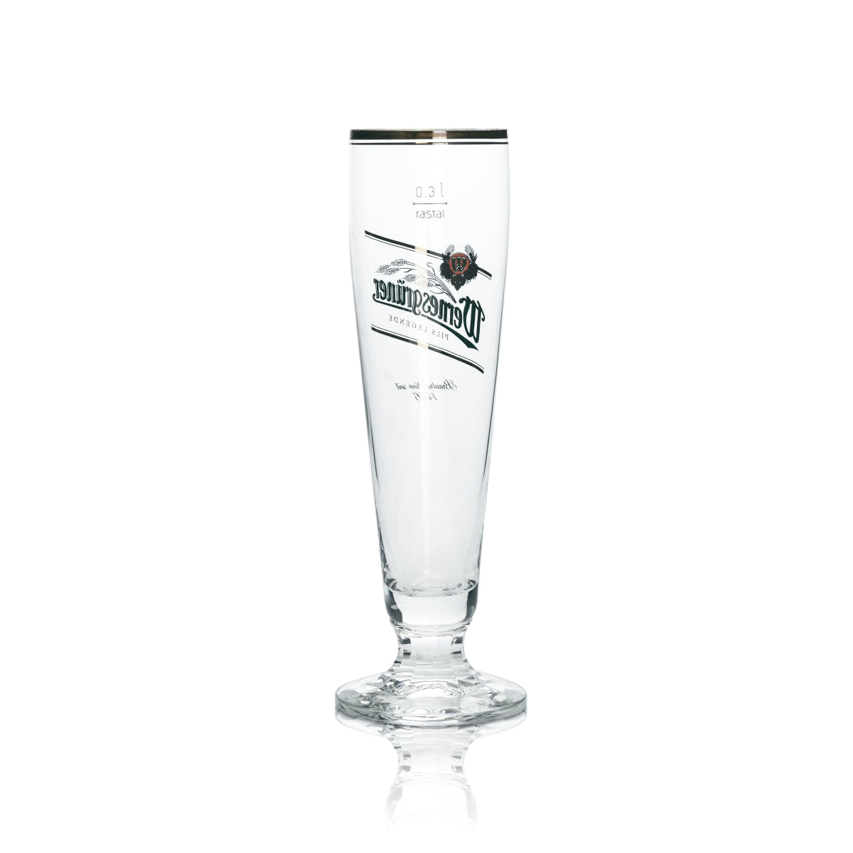 6x Wernesgrüner Beer Glass Cup 0,3l Gold Rim Rastal Glasses Pils Tulip Beer Cup – Widok 3