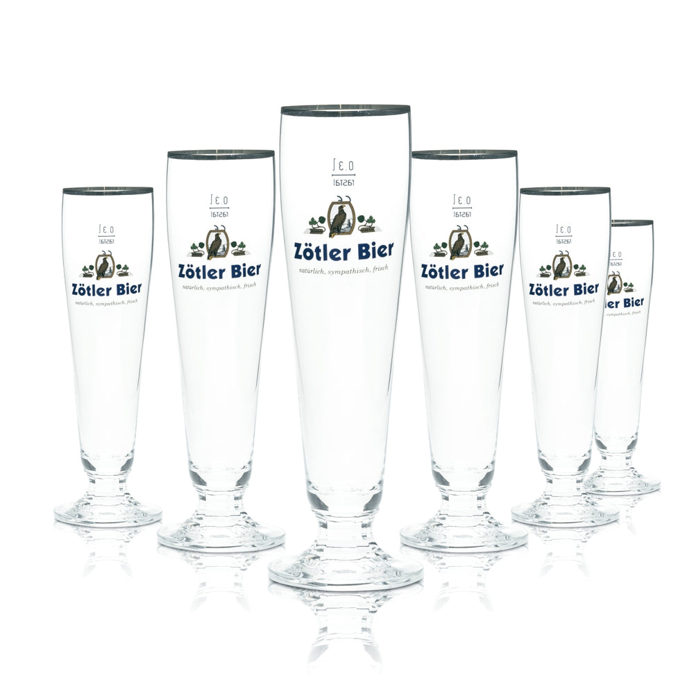6x Szklanka do piwa Zötler 0,3l Goblet Tulip Gold Rim Szklanki Browar Allgäu Gastro Bar