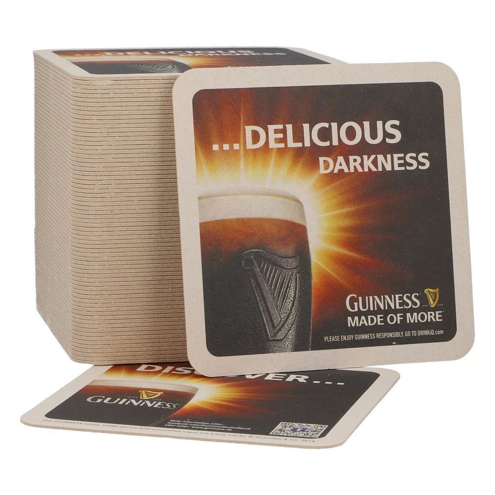 70 oryginalnych podkładek pod piwo Guinness „Delicious Darkness” – akcesoria barowe