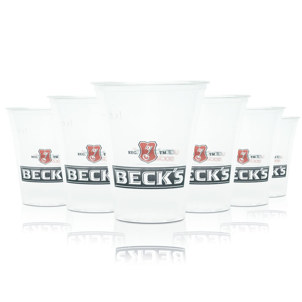 75x Becks plastikowe kubki jednorazowe szklane 0,3l plastikowe kubki do piwa szklanki party party