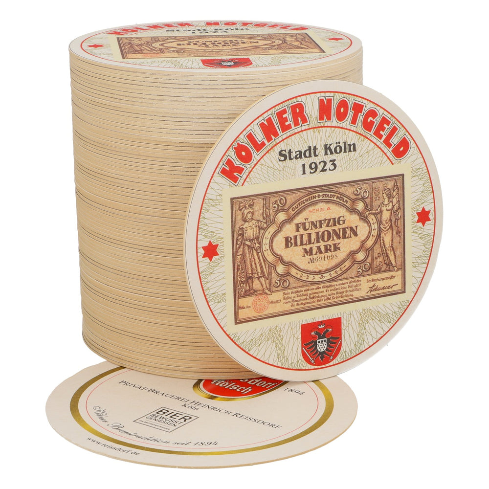 80x Reissdorf Bier Bierdeckel Podkładka pod piwo „Kölner Notgeld” Pięćdziesiąt bilionów marek