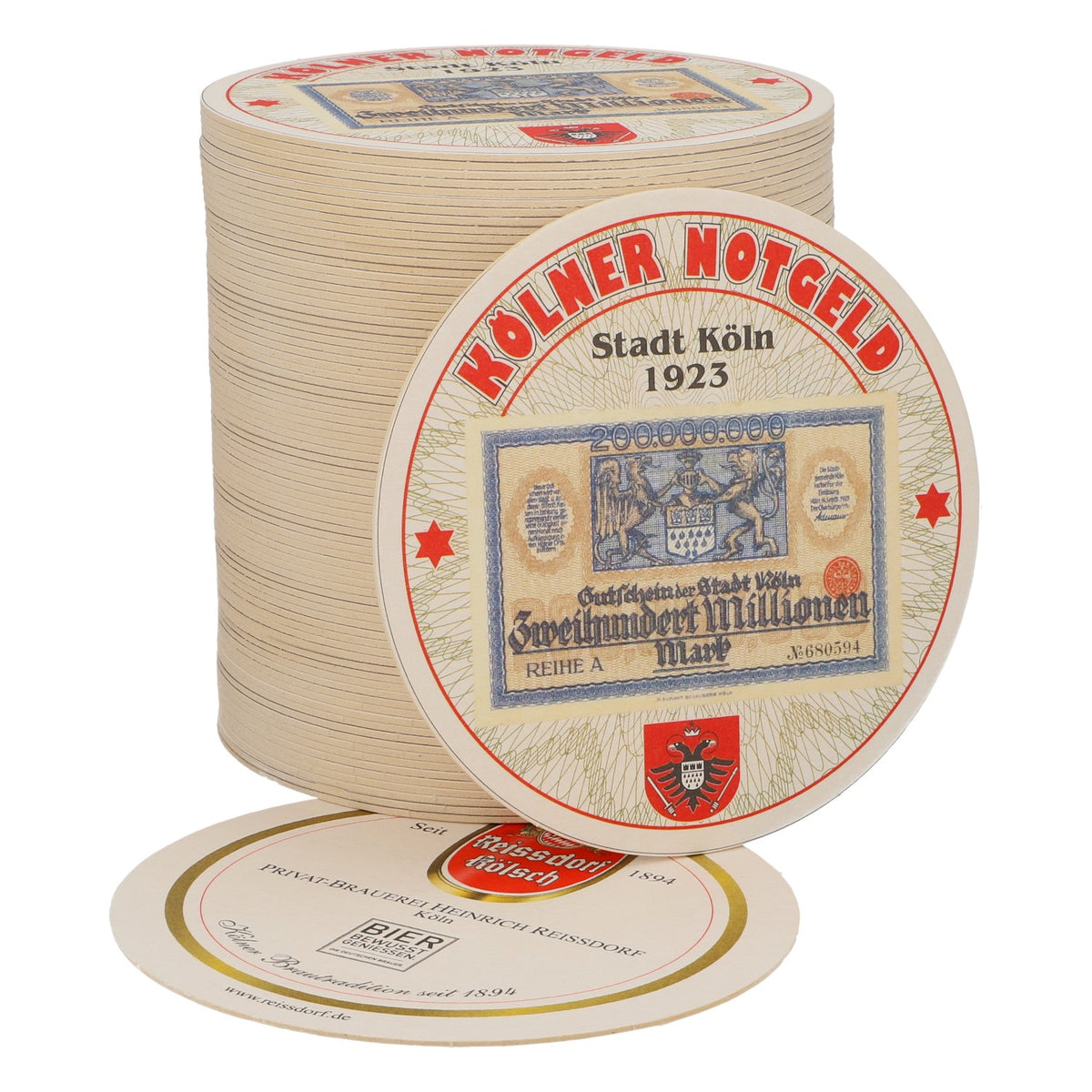 80x Reissdorf Bier Bierdeckel Podkładka pod piwo „Kölner Notgeld” Dwieście milionów marek