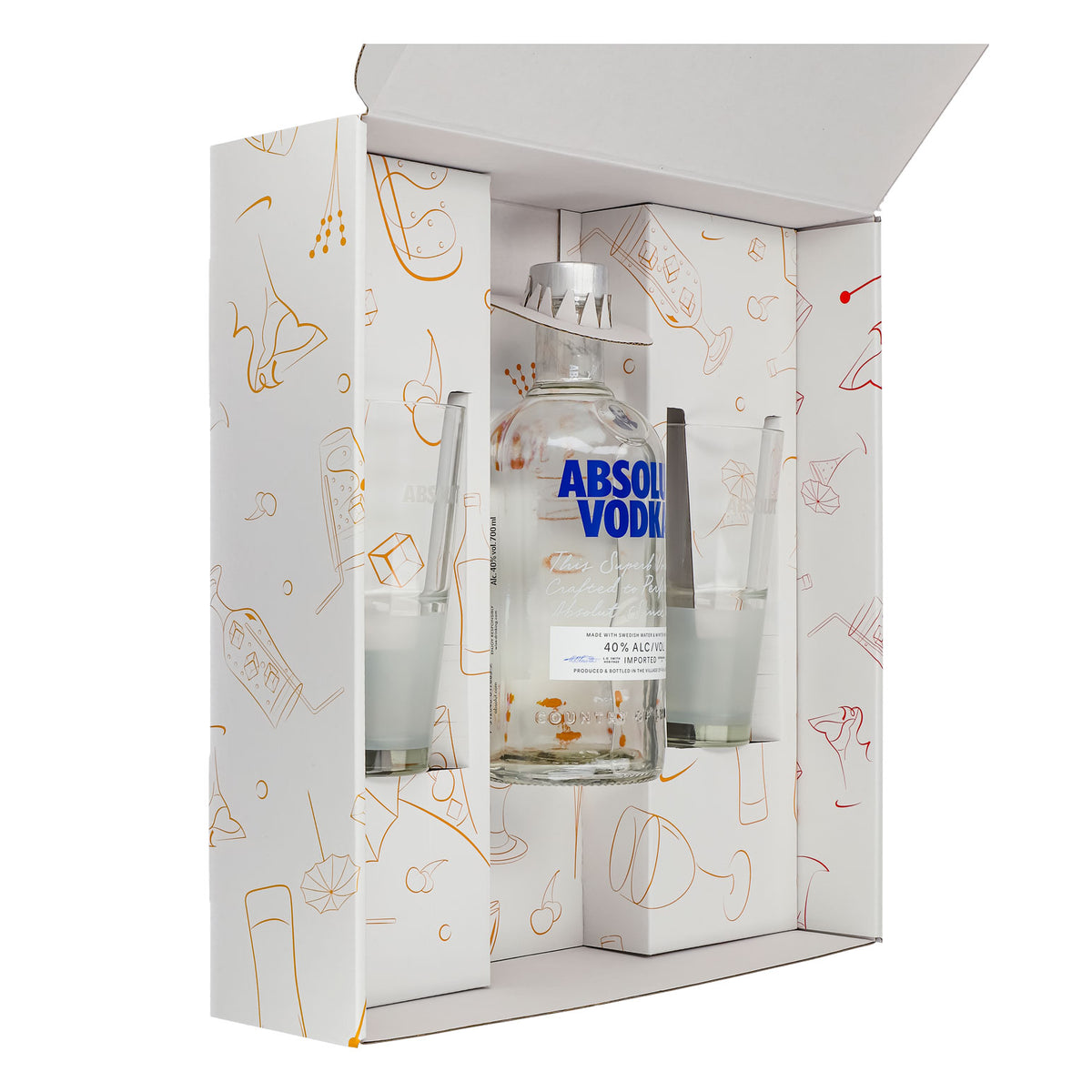 Absolut Vodka Geschenkset 0,7l Flasche 40 % Vol. + Gläser Frosted–weiß – Ansicht 4