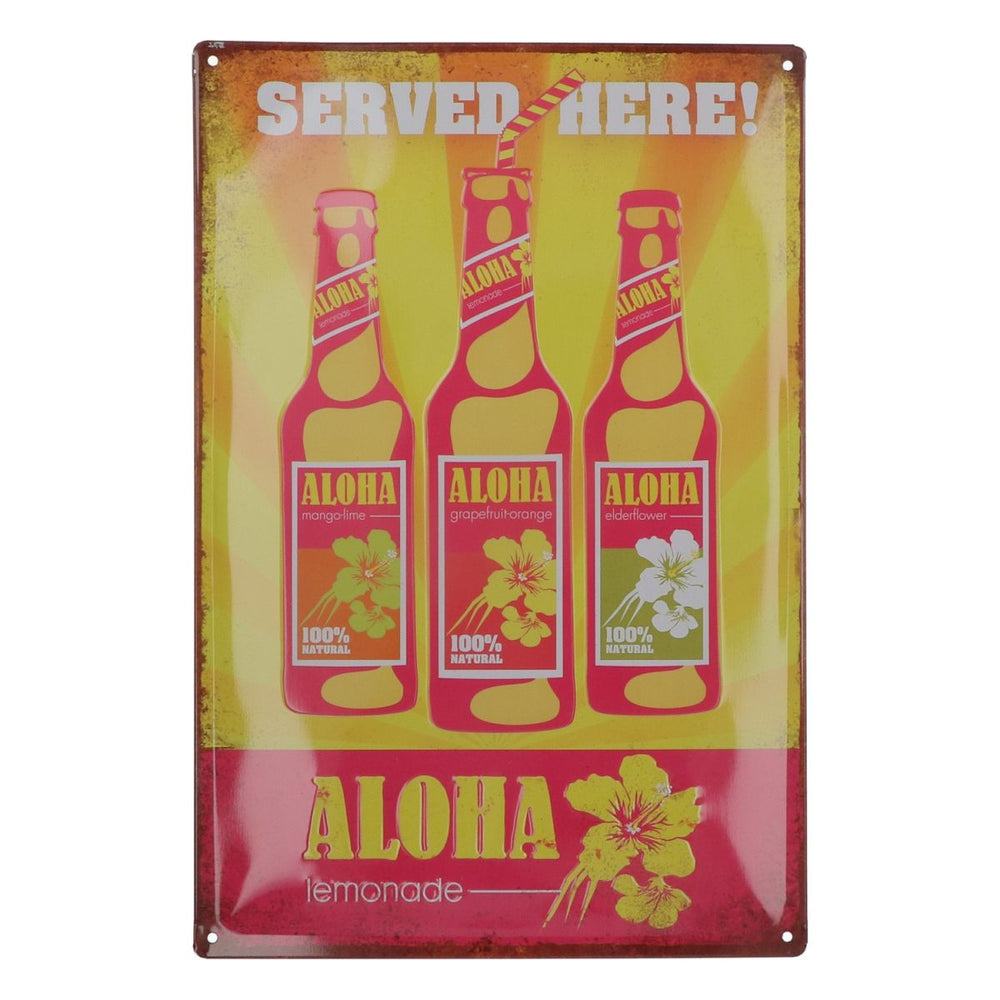 Aloha Limonade Tabliczka blaszana Served Here 38x25cm Tabliczka reklamowa Dekoracja ścienna Merch
