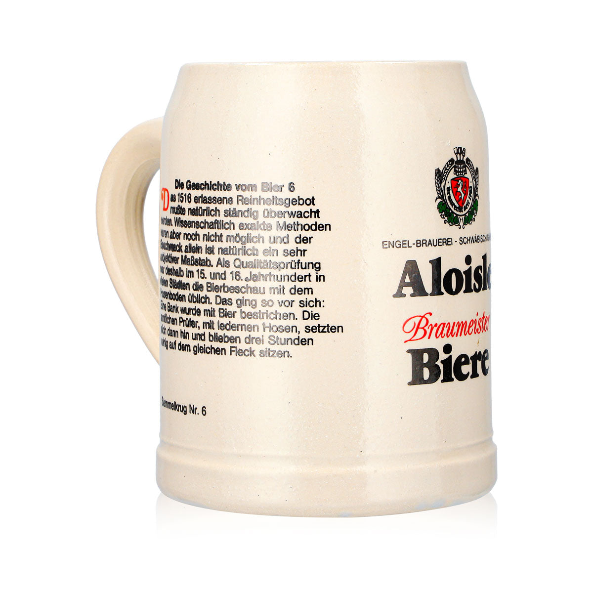 Kufel do piwa Aloisle, gliniany dzbanek, kufel piwny 0,5 l, seria kolekcjonerska „Braumeister” nr 6, glina – Widok 3
