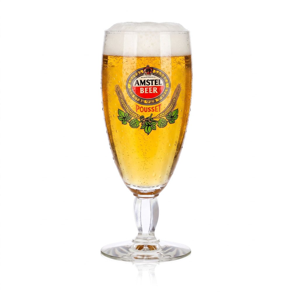Szklanka do piwa Amstel 0,33 l, puchar, Pousset, kwadratowa nóżka, Durobor