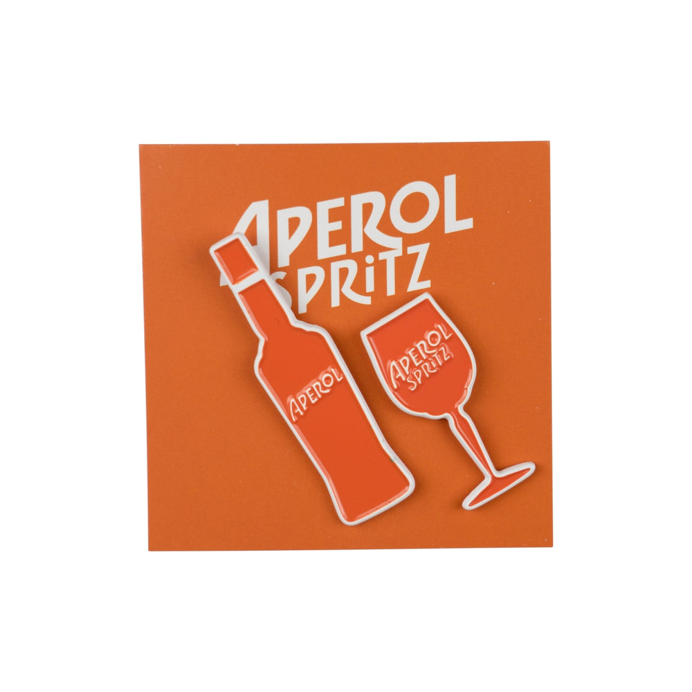 Przypinki Aperol Spritz 1x butelka 1x kieliszek Kultowa biżuteria z akcesoriami