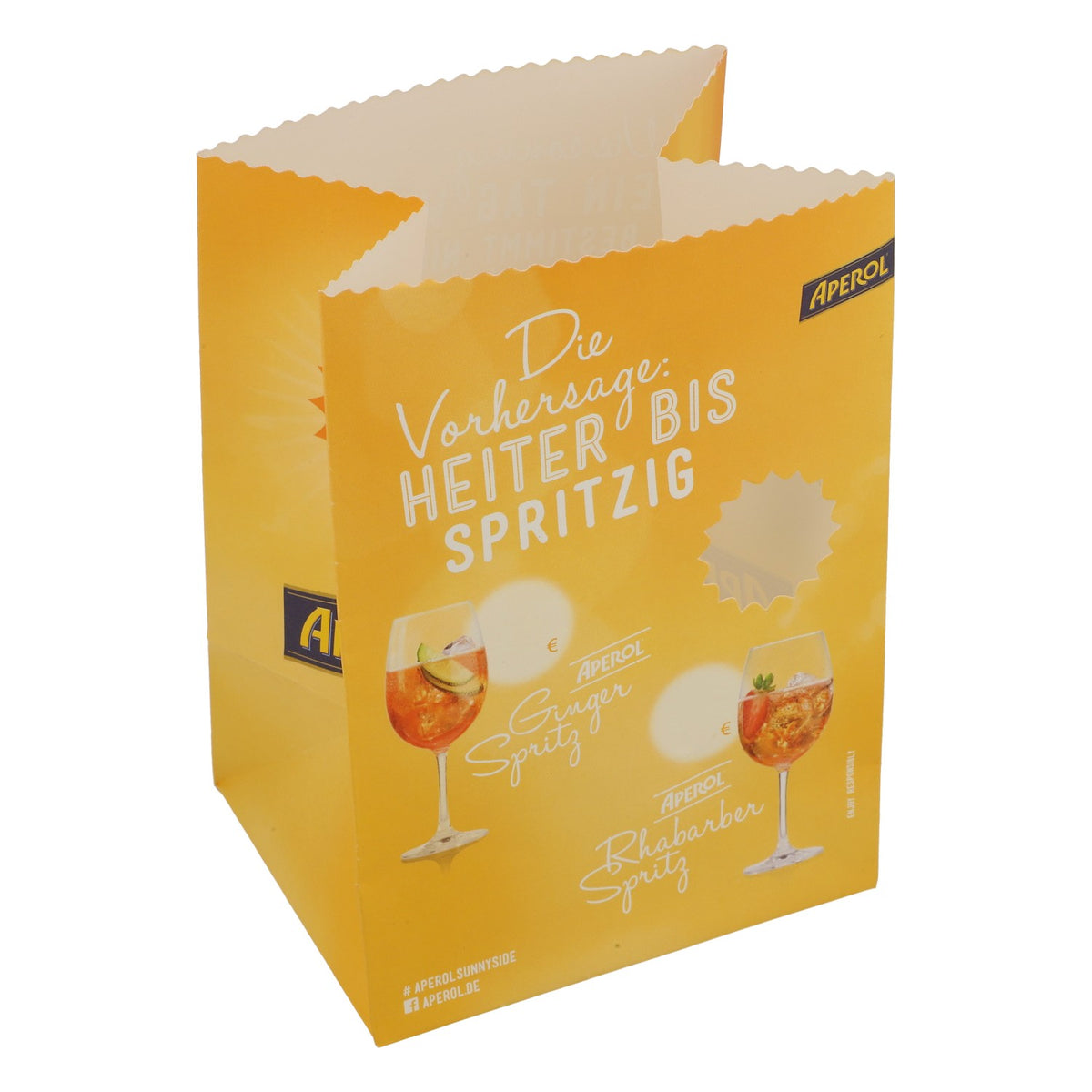 Aperol Spritz Likier Papierowa torebka Świecznik do podgrzewaczy Świecznik „Prognoza: pogodnie i rześko”