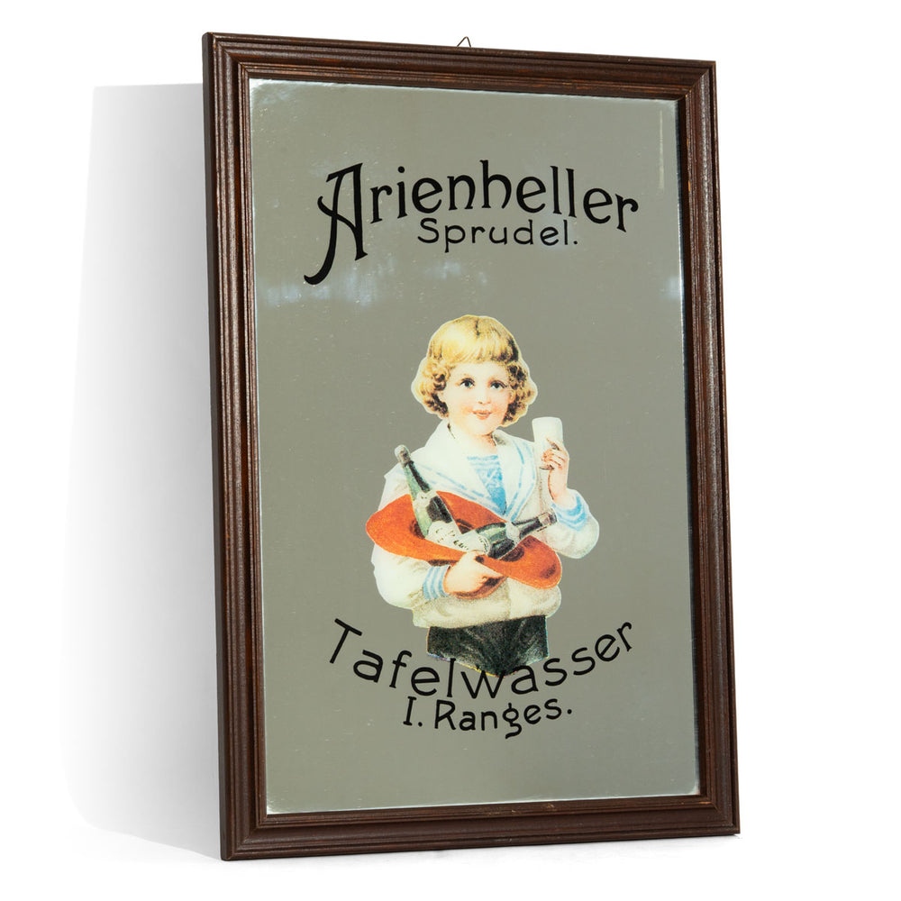Arienheller Wasser Spiegel Lustro reklamowe Akcesoria barowe Dekoracja ścienna Brązowa rama