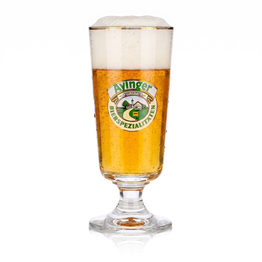 Szklanka do piwa Ayinger 0,3 l, puchar z złotym brzegiem, wzór Rastal