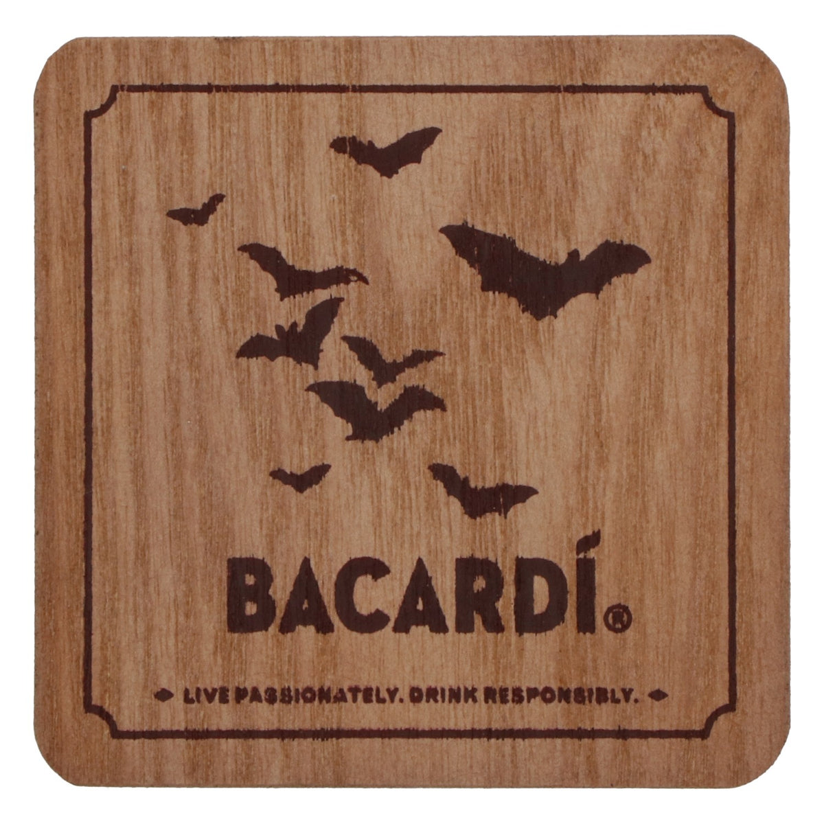 Bacardi Oakheart Zestaw 2 szt. Podkładki pod szklanki z prawdziwego drewna „Nietoperze” – Widok 2