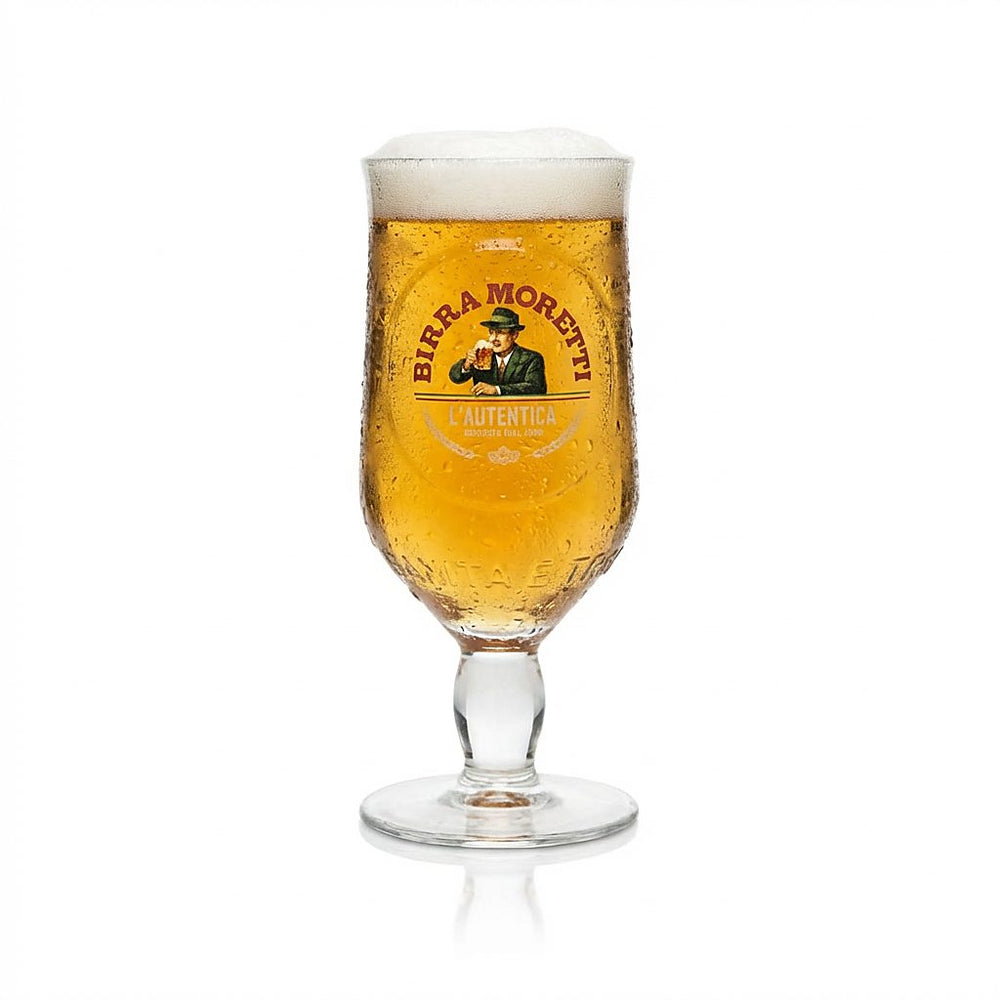 Birra Moretti szklanka do piwa 0,25l kieliszek Ricetta Dal 1859 piwo tulipan Pils Włochy