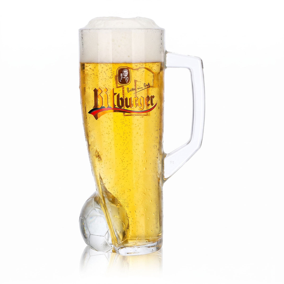 Szklanka do piwa Bitburger 0,4 l, dzbanek DFB-Premium bezalkoholowy, numer na koszulce 1