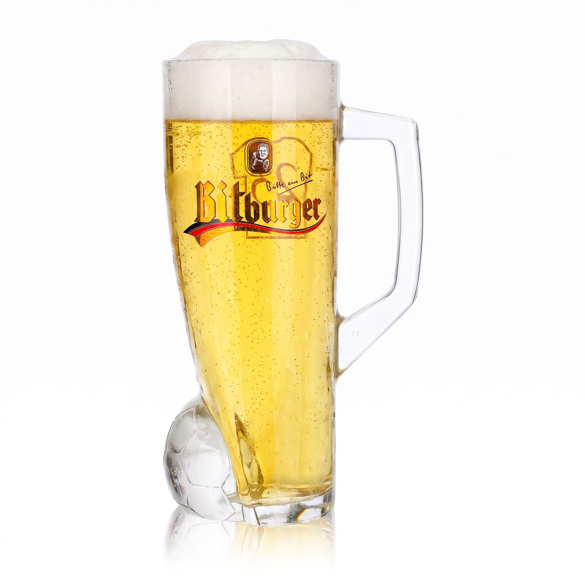 Szklanka do piwa Bitburger 0,4 l, dzbanek DFB-Premium bezalkoholowe, numer na koszulce 23