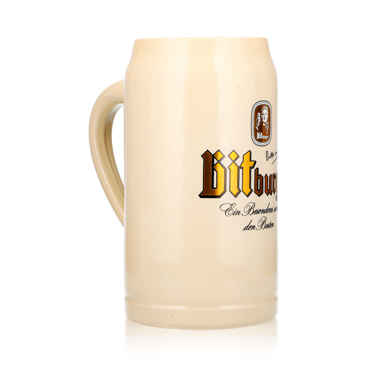 Szklanka do piwa Bitburger 1 l, gliniany kufel, glina Sahm, kufle bawarskie – Widok 3
