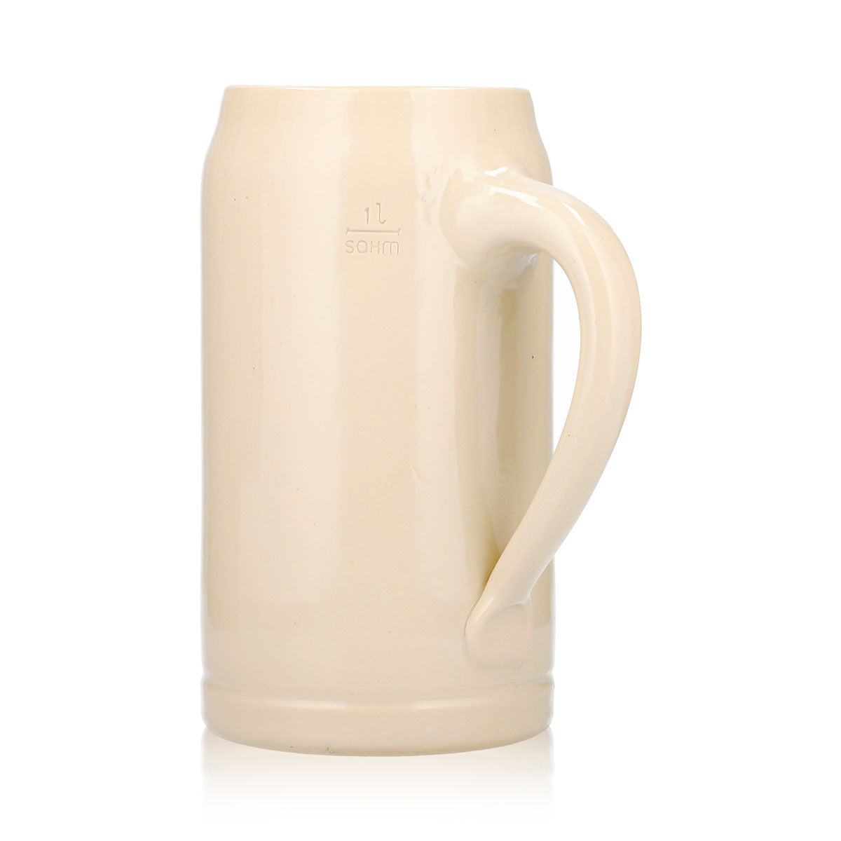 Szklanka do piwa Bitburger 1 l, gliniany kufel, glina Sahm, kufle bawarskie – Widok 5