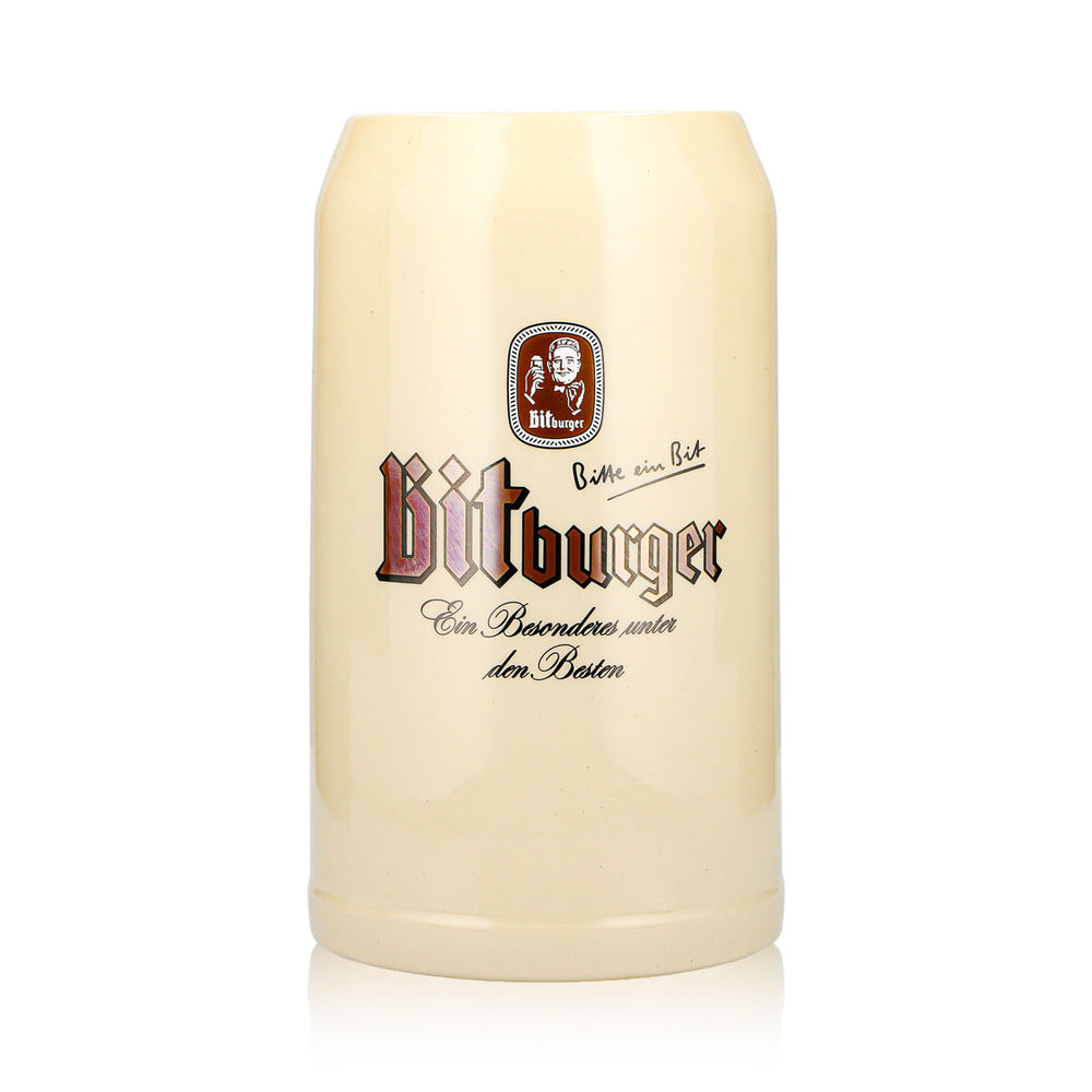 Kufel do piwa Bitburger XL 2 l – kamionka, szkło, glina, steidel