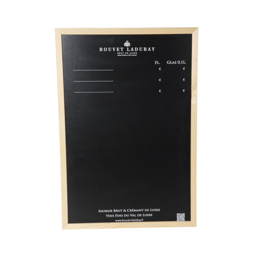 Tablica kredowa Bouvet Ladubay 63x43cm, drewniana rama Wisząca tablica reklamowa na napoje