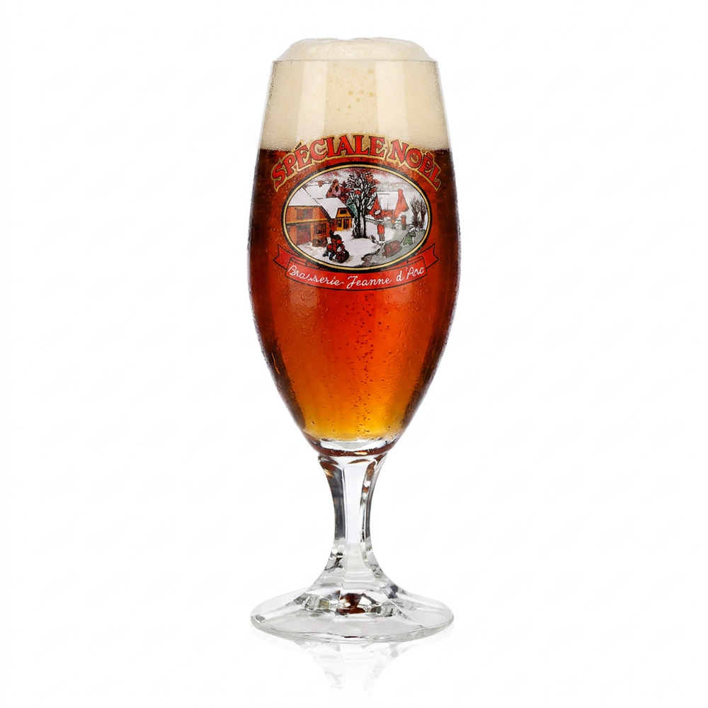 Kieliszek do piwa Brasserie Jeanne d'Arc 0,25 l, puchar Spéciale Noël, z podziałką, kieliszek kolekcjonerski