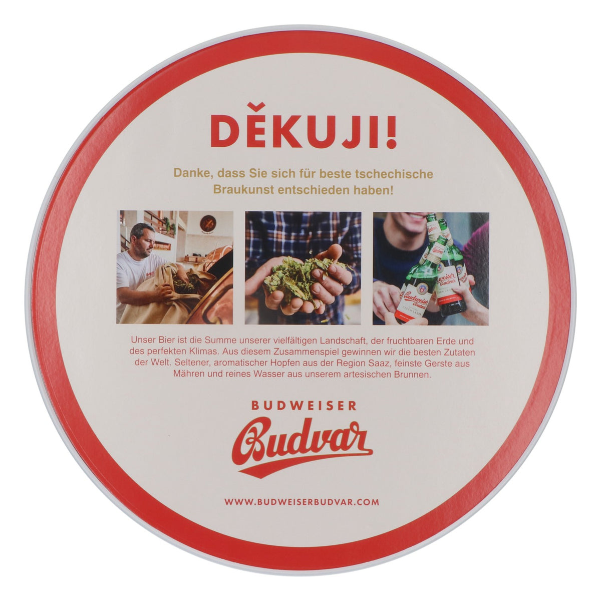 Budweiser Piwo Blaszana tabliczka Reklamowa dekoracja ścienna okrągła „Budvar” – Widok 2
