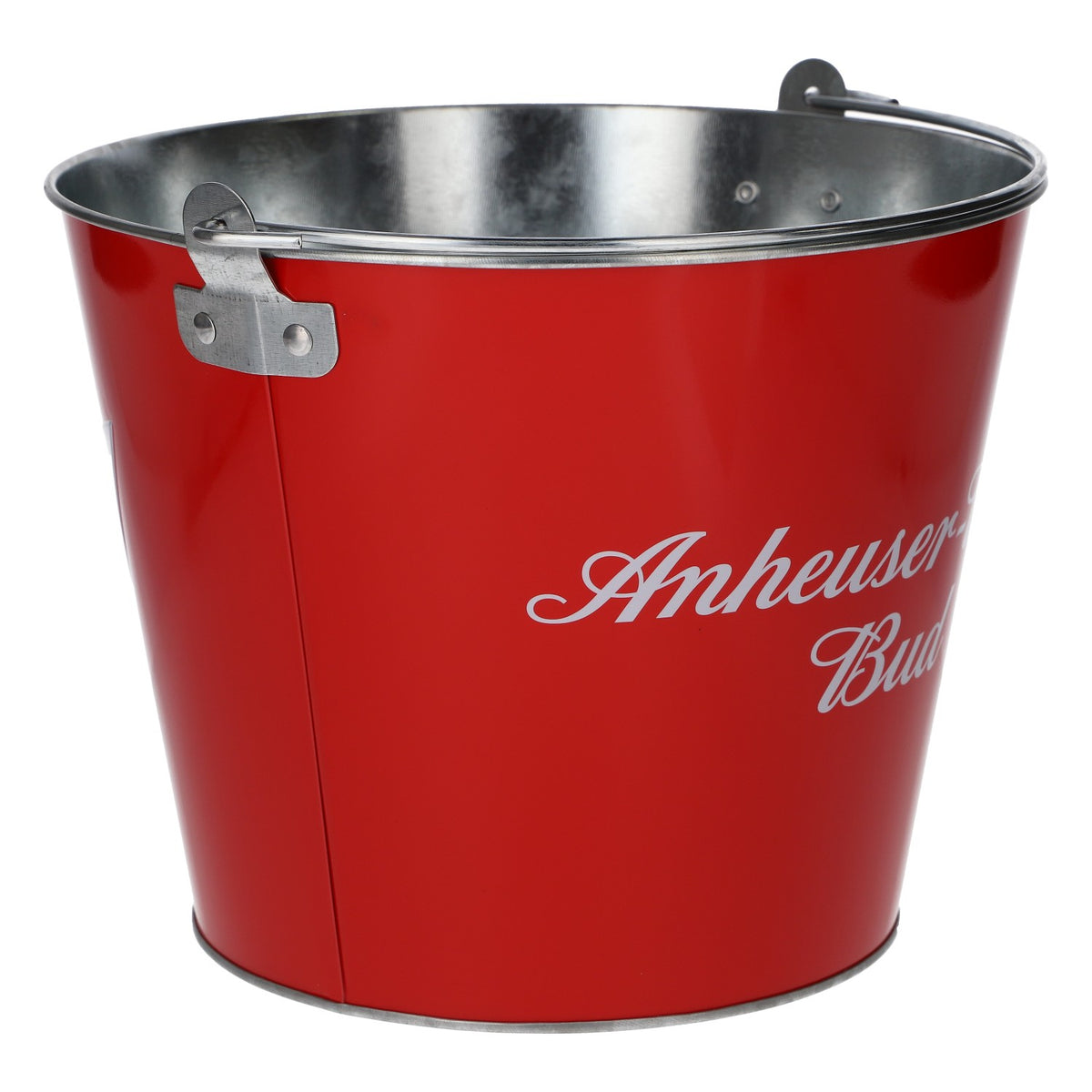 Wiadro do lodu na piwo Budweiser, średnica 23,5, nowe, metalowe, czerwone – Widok 4