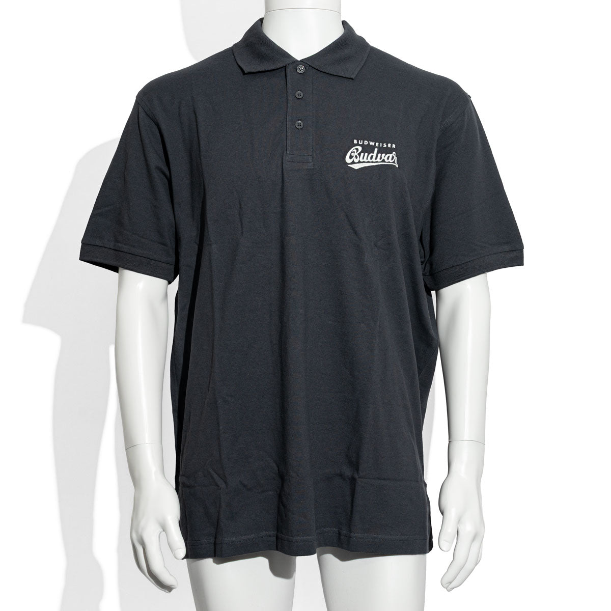 Koszulka polo Budweiser Beer rozmiar XL Koszula kelnerka Koszula kelnerka Koszula serwisowa Unisex Szara/Czarna