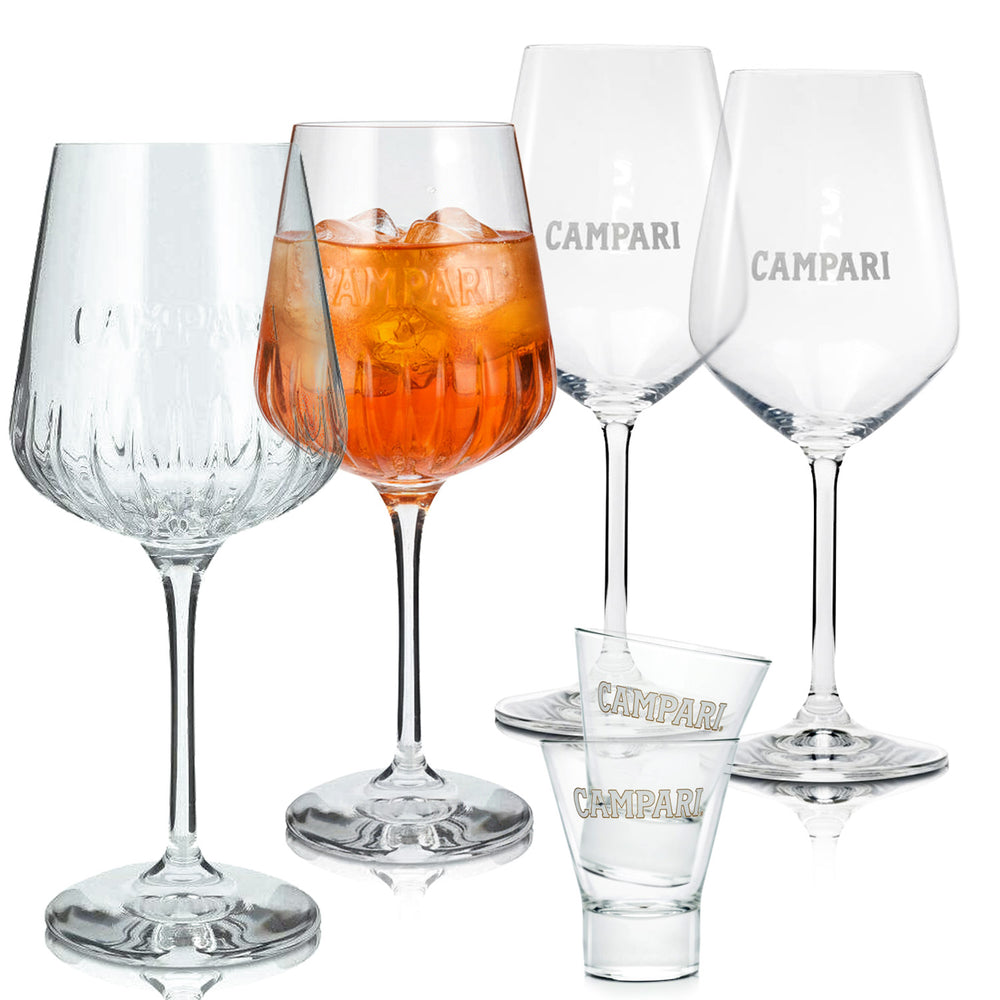 Zestaw barowy Campari Likör Bar Bundle Set II składający się z 2 kieliszków do wina Amalfi / Milano i 2 szklanek typu tumbler
