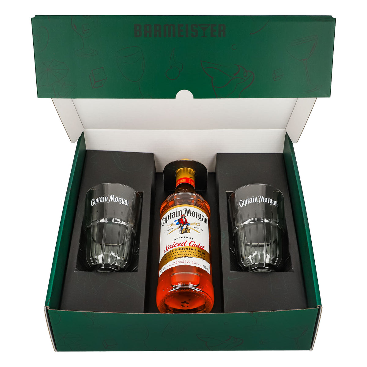 Zestawy upominkowe Captain Morgan zielone szklanki do long drinków Relief – Widok 2