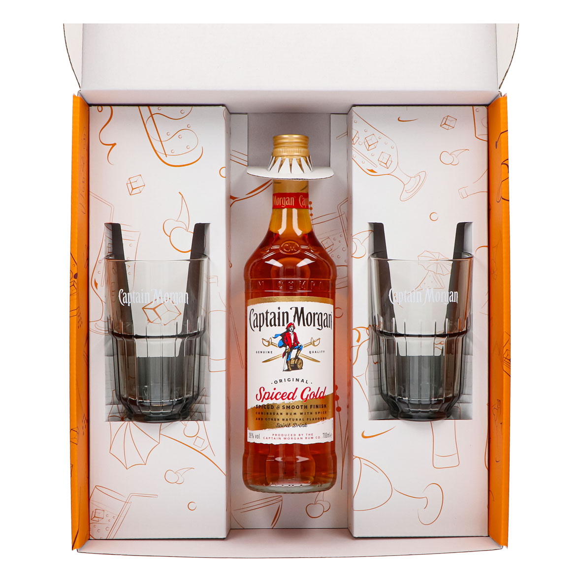 Zestawy upominkowe Captain Morgan pomarańczowa szklanka do long drinków Relief – Widok 3