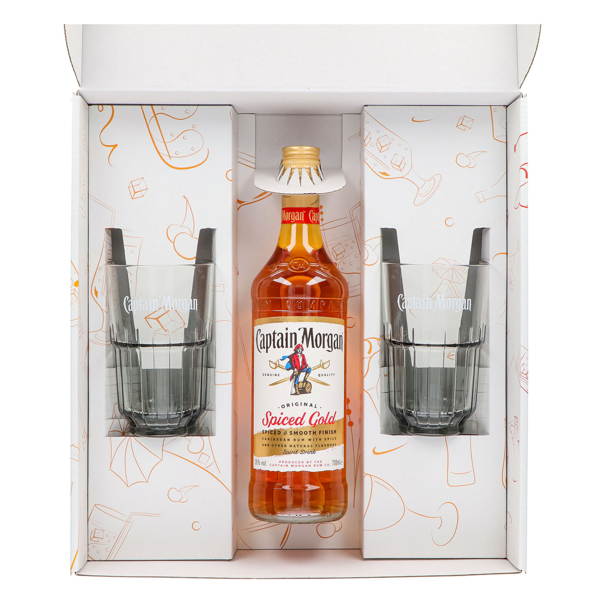 Zestawy upominkowe Captain Morgan białe szklanki do long drinków Relief – Widok 3
