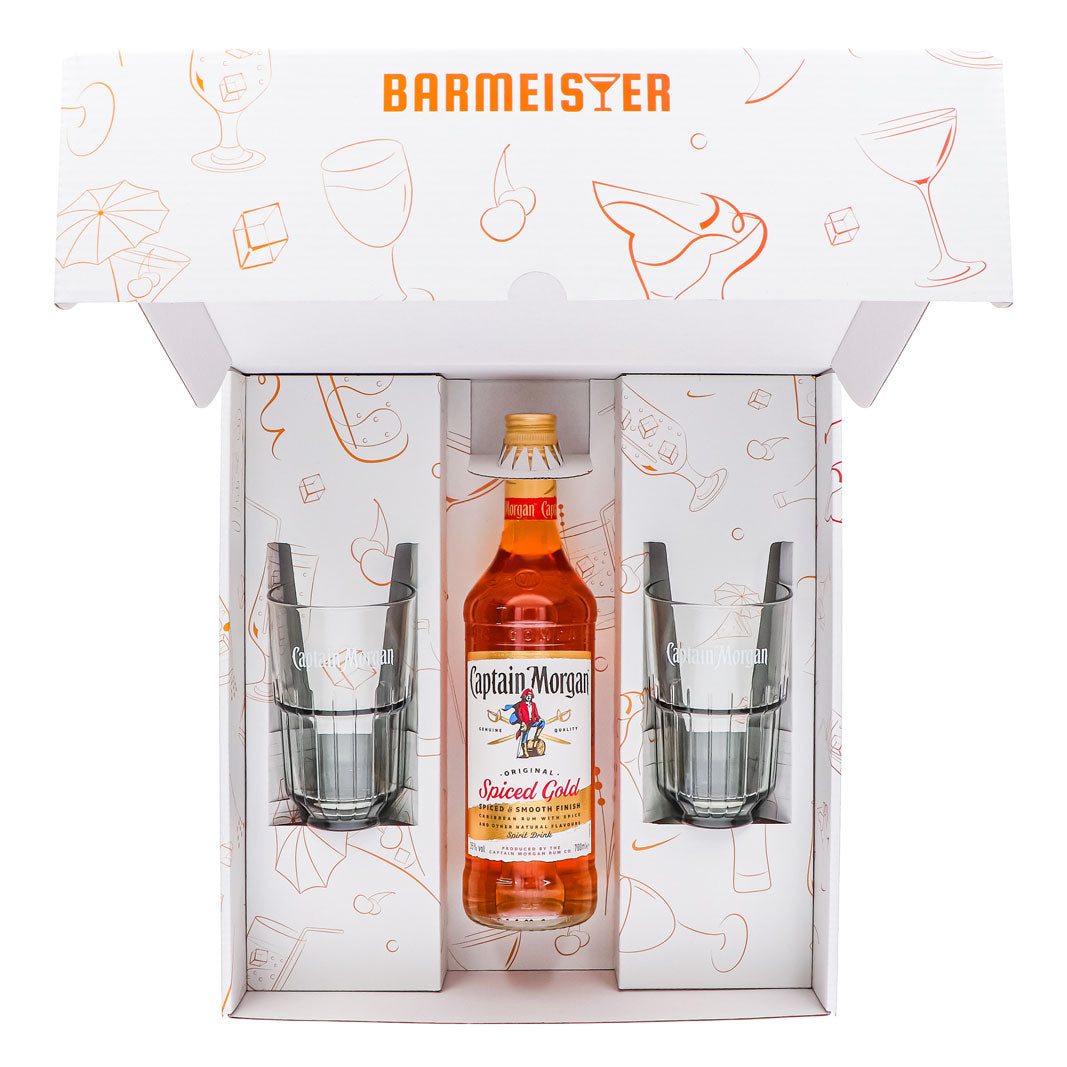 Zestawy upominkowe Captain Morgan białe szklanki do long drinków Relief – Widok 5