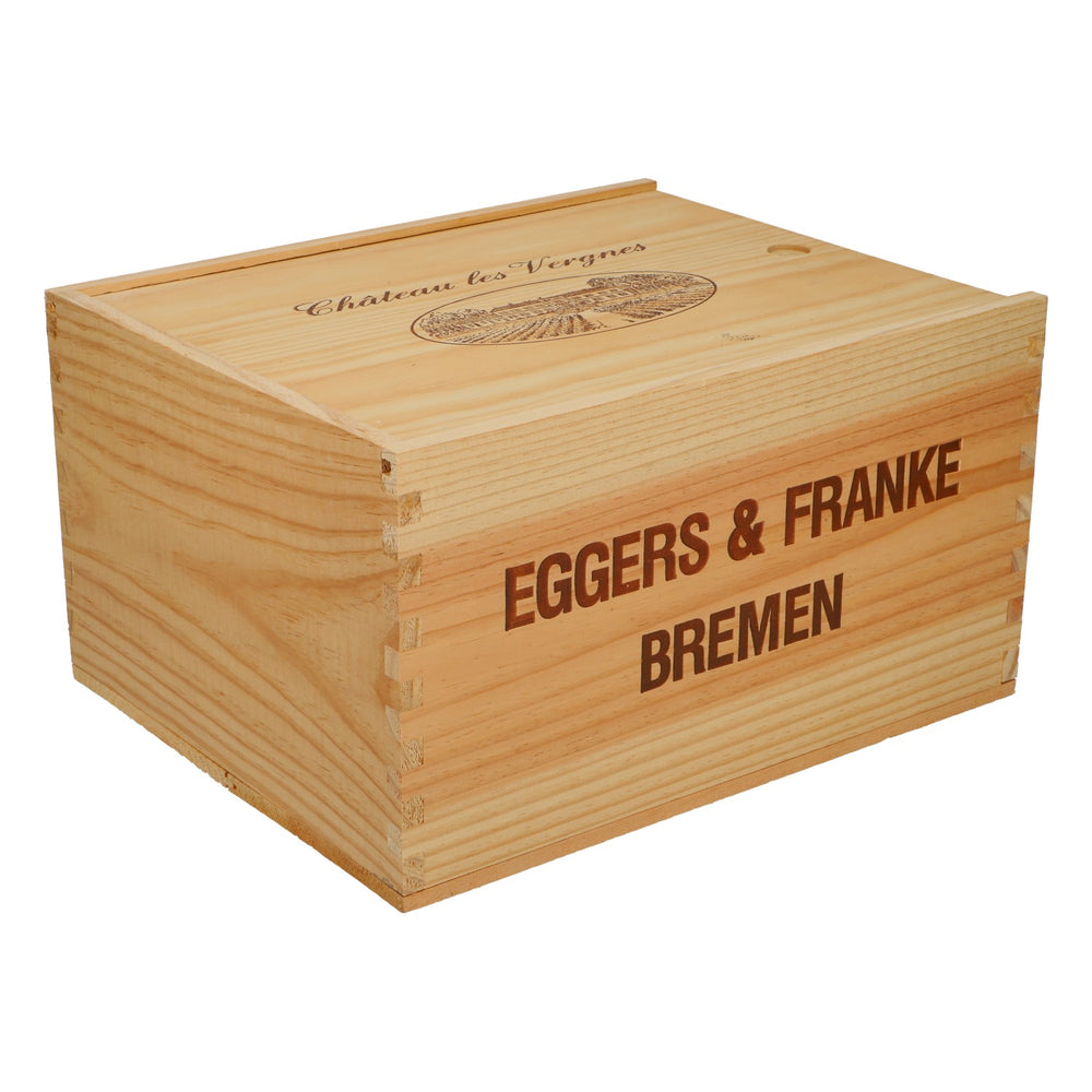 Drewniana skrzynka na wino Chateau les Vergnes – dekoracja wnętrz, 33 x 27 x 18,5 cm