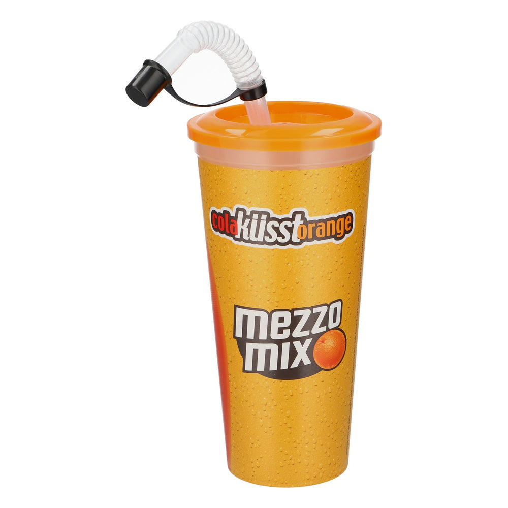 Kubek wielokrotnego użytku Coca-Cola Mezzo Mix z motywem „Love” i słomką, 0,6 l, tworzywo sztuczne