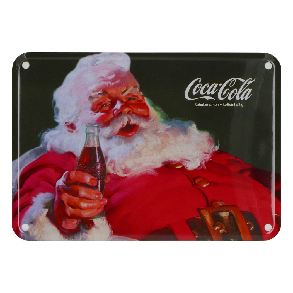 Coca Cola Napój bezalkoholowy Blaszana tabliczka Dekoracja ścienna Boże Narodzenie 15x10,5 cm Święty Mikołaj