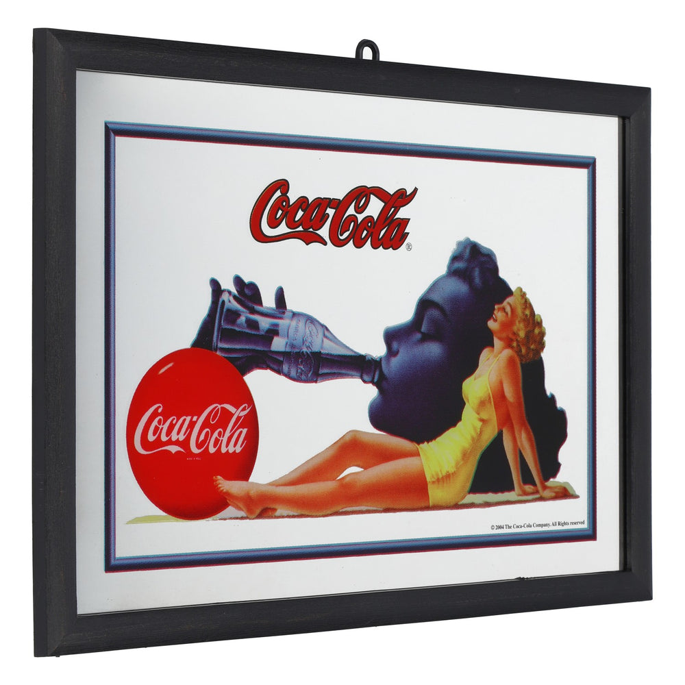 Lustro reklamowe Coca-Cola w czarnej ramie z tworzywa sztucznego „Woman of Coca-Cola”