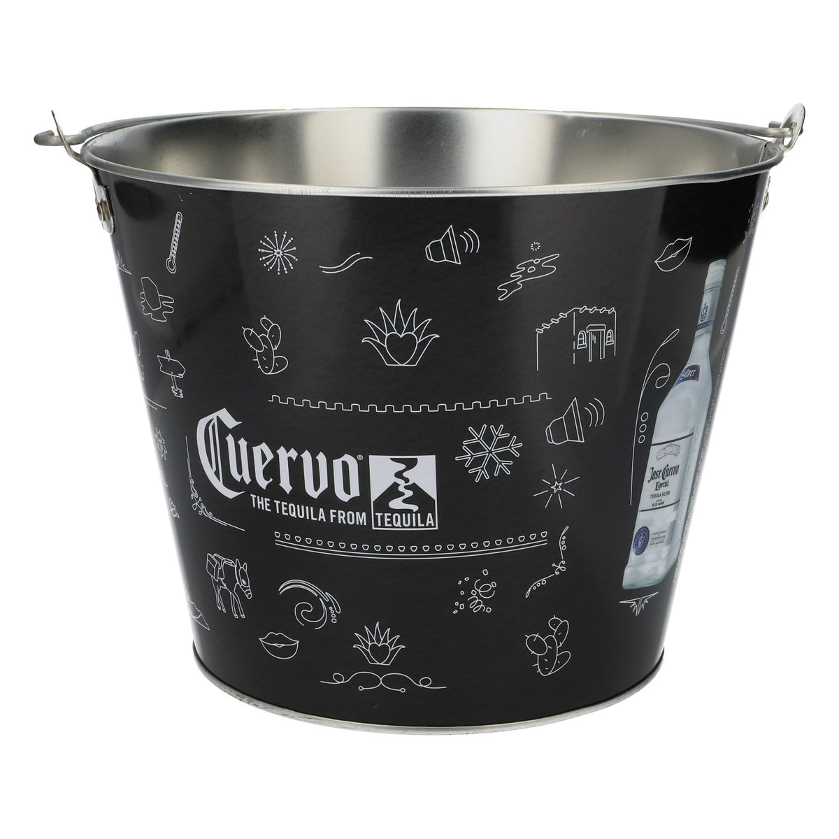 Cuervo Jose Wiadro do lodu Chłodziarka do butelek Wiadro do lodu 5 l Metalowe czarne