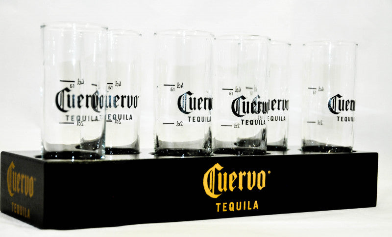 Cuervo Jose Tequila Barcaddy – drewniany stojak na kieliszki, czarny, na 8 kieliszków – Widok 2