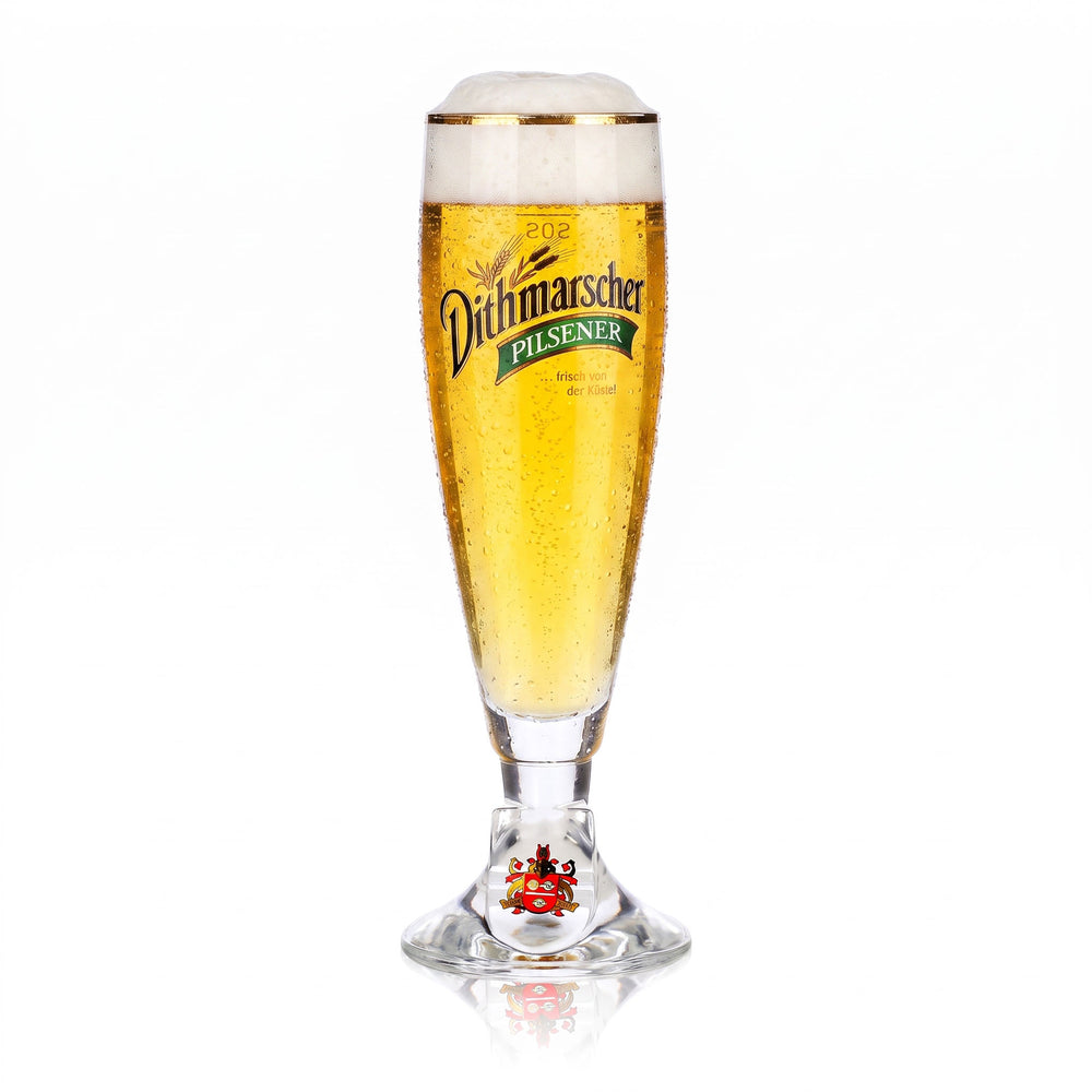 Szklanka do piwa Dithmarscher 0,2 l, puchar, Pilsener, złota obwódka