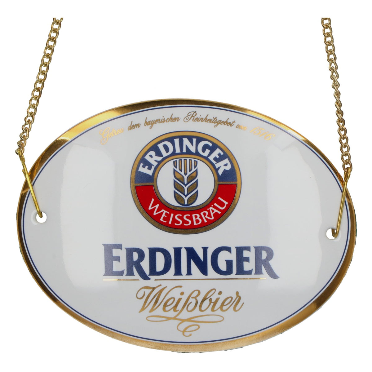 Tabliczka na kran do piwa Erdinger, ceramiczna, biała, 12 x 9 cm, nowa – Widok 3