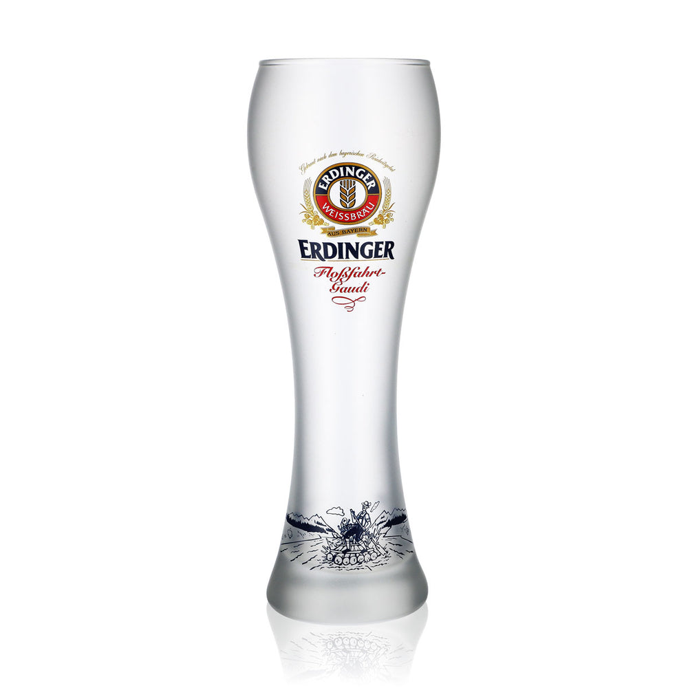 Szklanka do piwa pszenicznego Erdinger 0,5 l matowa „Floßfahrt-Gaudi” Szklanki do piwa satynowane białe