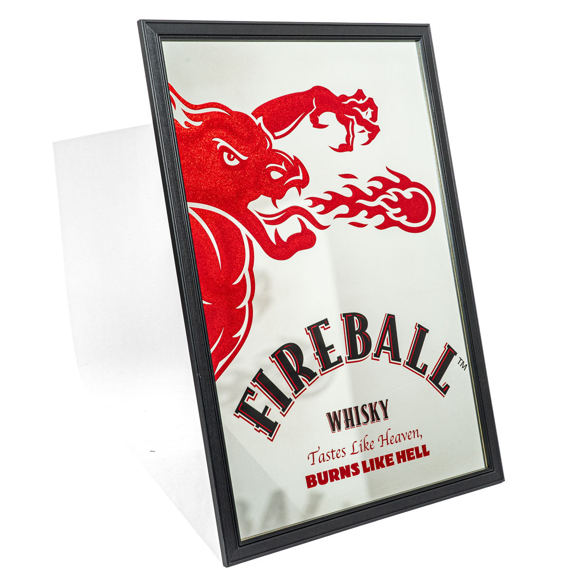Fireball Lustro Dekoracja ścienna Motyw smoka Z ramą 103x73cm Bar Pub