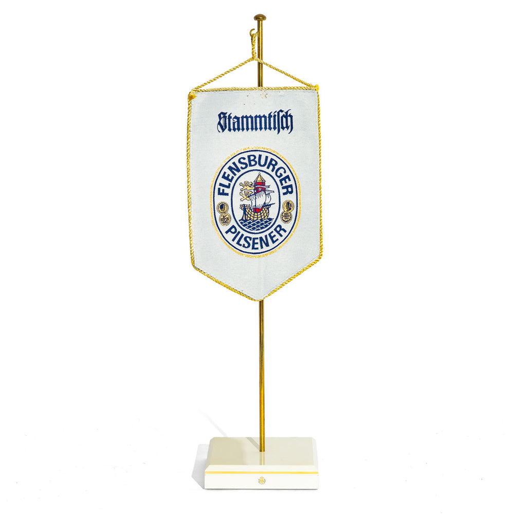 Flensburger Stammtisch Wimpel Flaga Stammtisch z drewnianym stojakiem