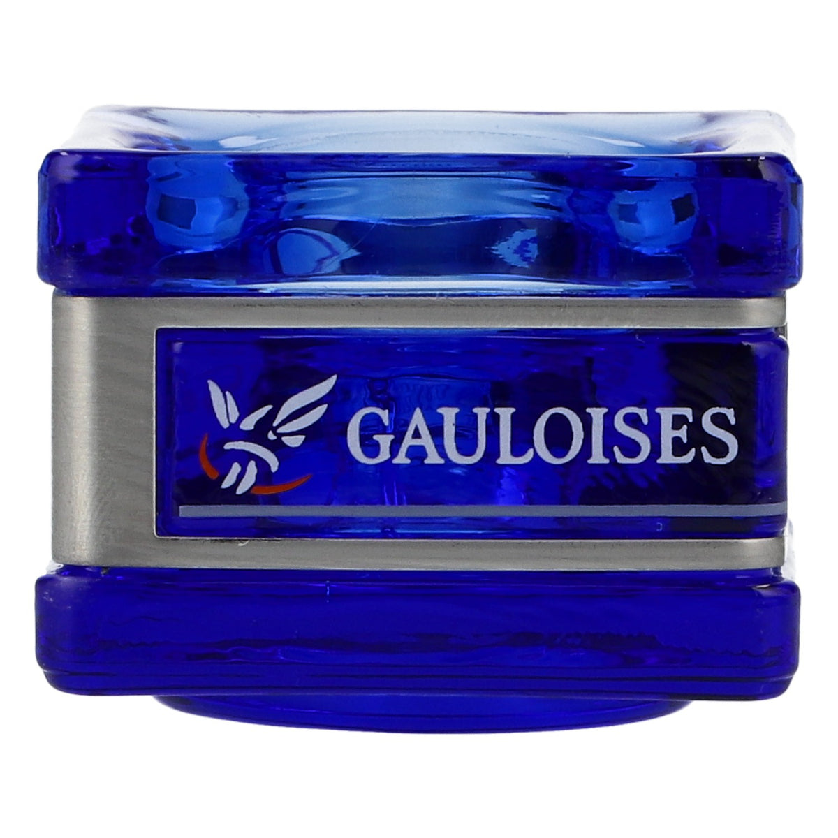 Szklany świecznik na podgrzewacz Gauloises, niebieski, 5x5x4 cm, przedmiot kolekcjonerski, dekoracja – Widok 4