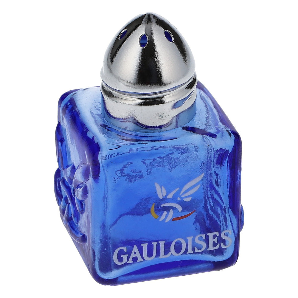 Gauloises papierosy Mini solniczka i pieprzniczka z prawdziwego szkła, niebieskie, 3x3x3 cm