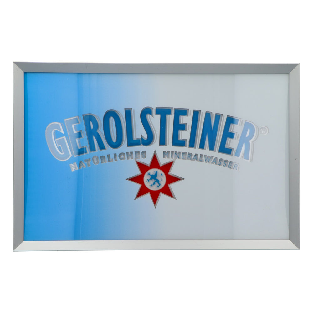 Gerolsteiner – aluminiowa ramka na zdjęcia z podświetleniem LED, neon, dekoracja barowa, 44x29x3 cm
