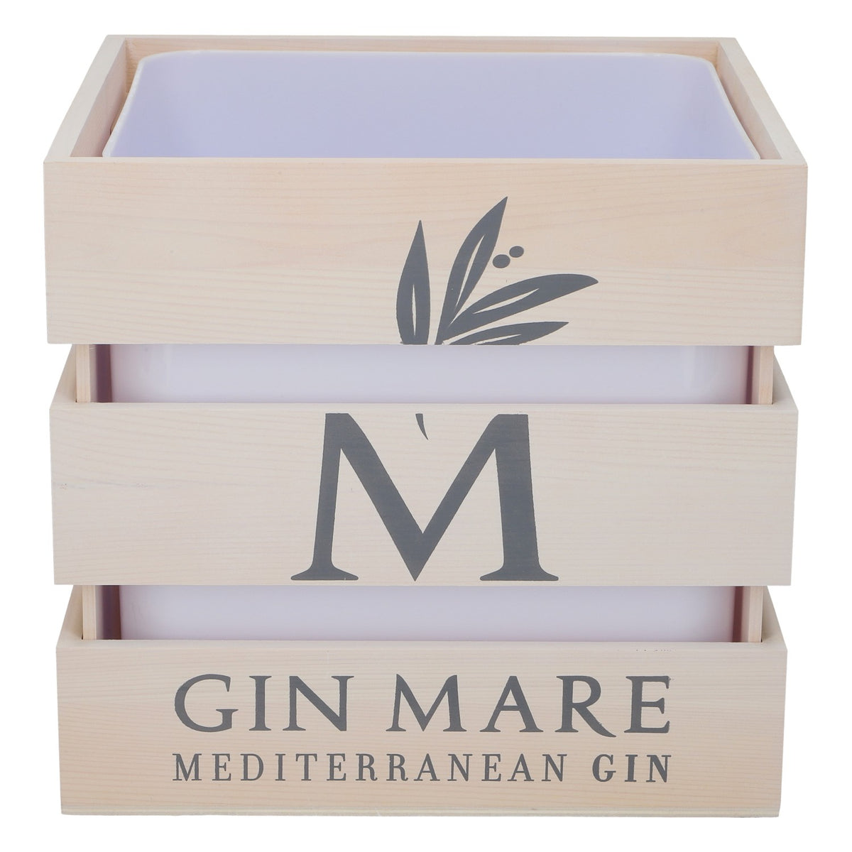 Gin Mare – drewniana chłodziarka do butelek z ginem, śródziemnomorski gin, nowość, biała, chłodziarka do szampana – Widok 2