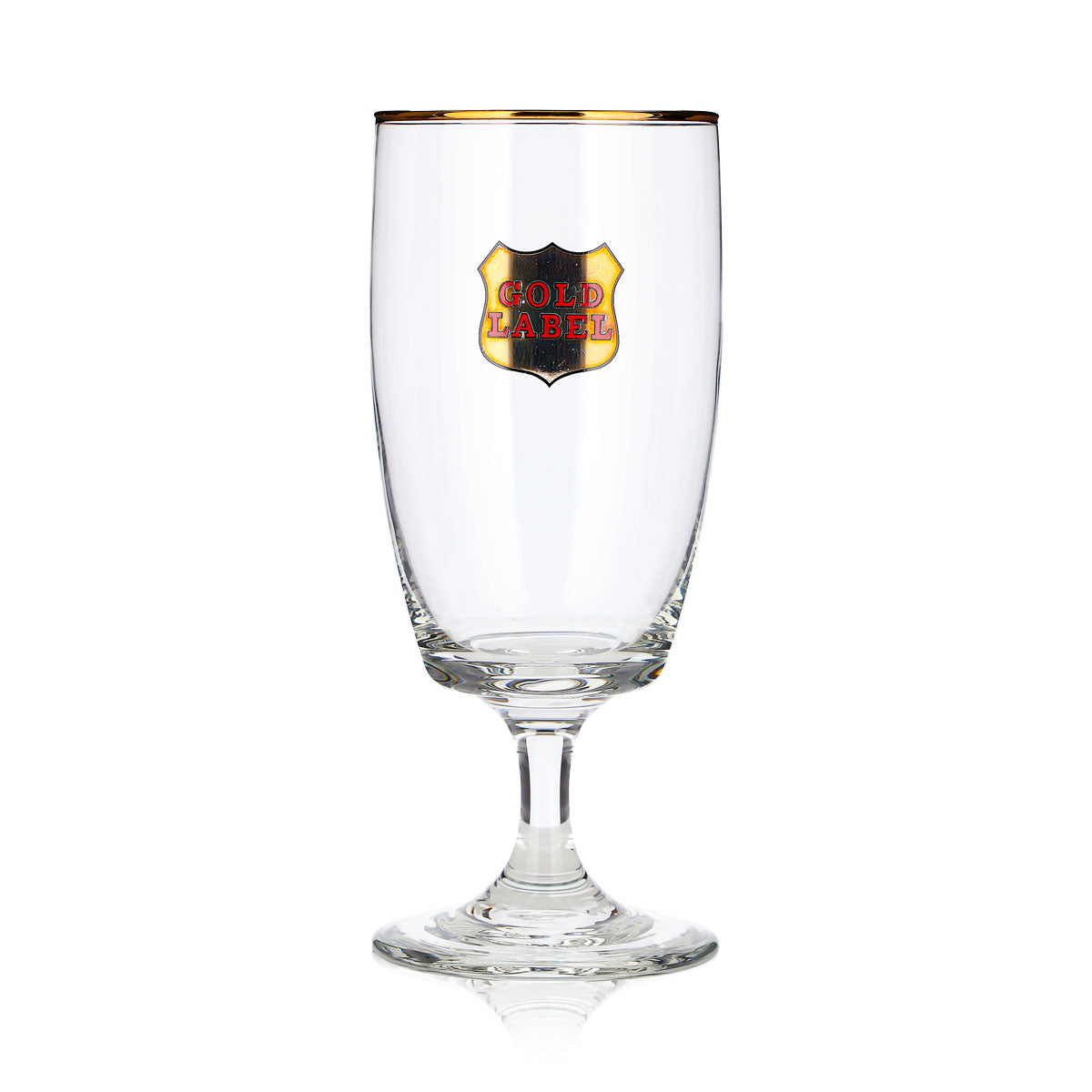 Szklanka do piwa Gold Label 0,24 l, w kształcie pucharu, ze złotą obwódką i złotym logo – Widok 2