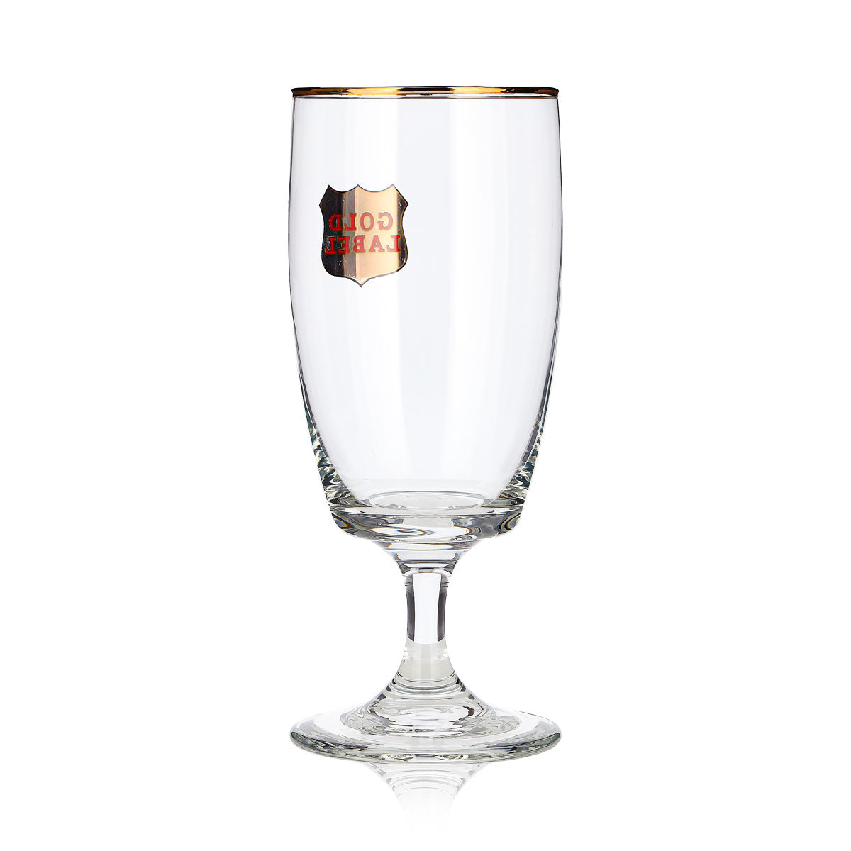 Szklanka do piwa Gold Label 0,24 l, w kształcie pucharu, ze złotą obwódką i złotym logo – Widok 4