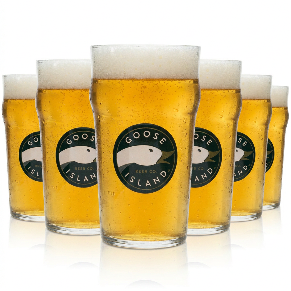 Zestaw 6 szklanek do piwa Goose Island – szklanka typu pint o pojemności 0,5 l, szklanka do piwa rzemieślniczego typu IPA z uchwytem typu nonic