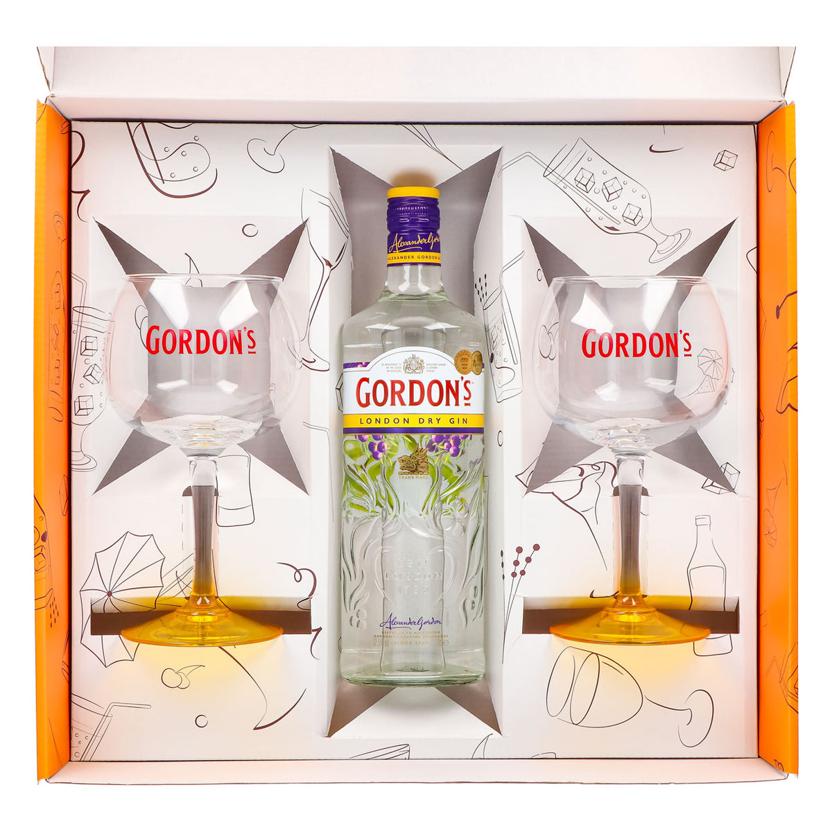 Zestaw upominkowy Gordons Gin 0,7 l 37,5% + kieliszek balonowy Copa I Orange – Widok 4